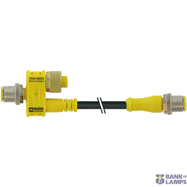T-Coupler M12 male / M12 male+cable+ M12 female PUR 3x0.34 bk 0.2m image 2