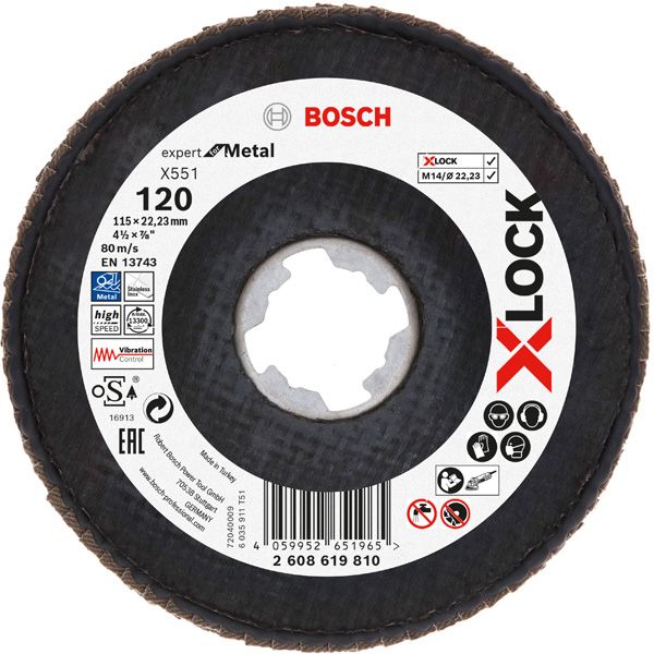disc X551 Zirconia Grit 120 115mm fiber angled. Bosch Line image 2