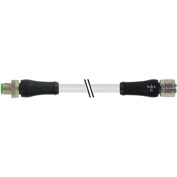 M12 Power male 0° L-cod./ M12 female 0° A-cod. PUR 4x0.34 gy 0.5m image 2