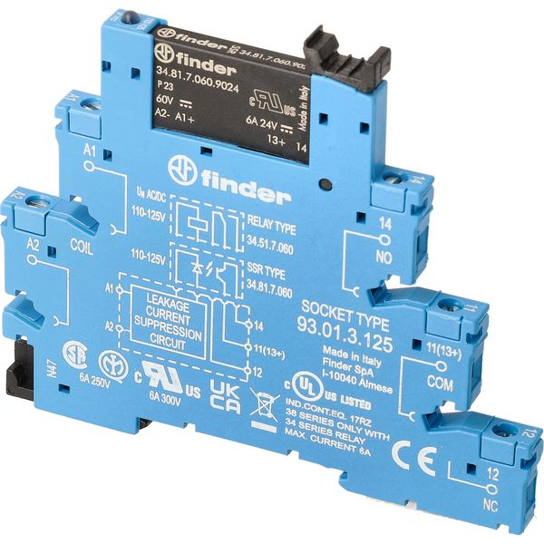 Rel. interface SSR screw 6,2mm.In.125VUC 1NO Out 6A/24VDC (38.81.3.125.9024) image 5