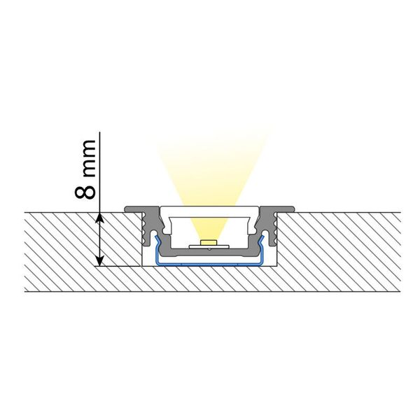 Built-in aluminum profile VB, 23x7mm, matte diffuser, 1m image 1