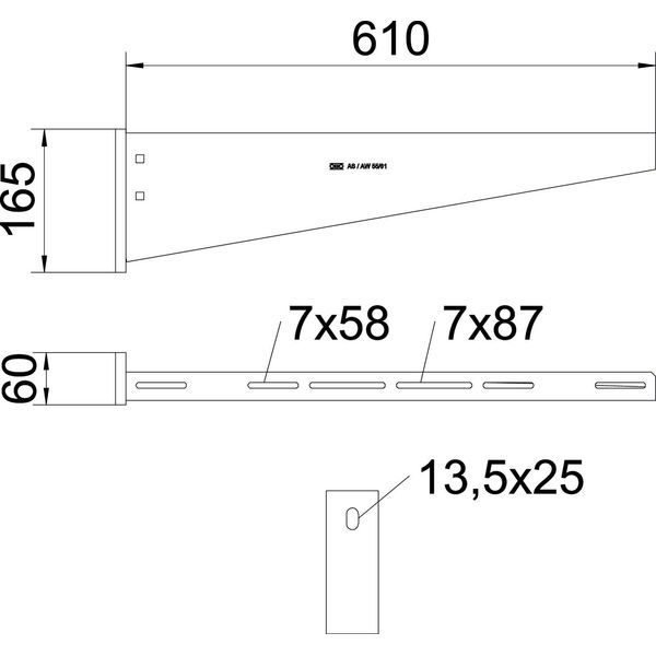 AW 55 61 A4 Wall and support bracket with welded head plate B610mm image 2