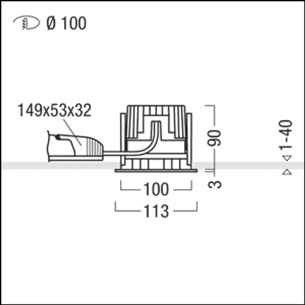 PANOS INF R100L 15W 930 LDO VFL-BK WH - LED ceiling-recessed luminaire image 3