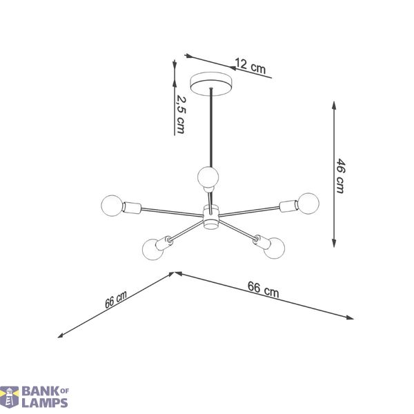 LANGO 5 BLACK CHANDELIER E27 5X60W IP20 image 6