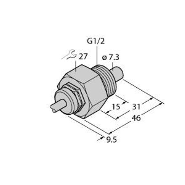 Flow Monitoring Immersion Sensor without Integrated Processor   FCS-G1/2HC22-NAEX/D100 5M image 1