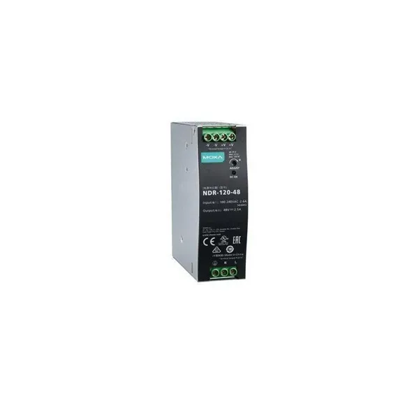 MOXA – NDR-120-48 – 120 W2.5 A DIN-rail 48 VDC power supply, universal 90 to 264 VAC or 127 to 370 V image 1