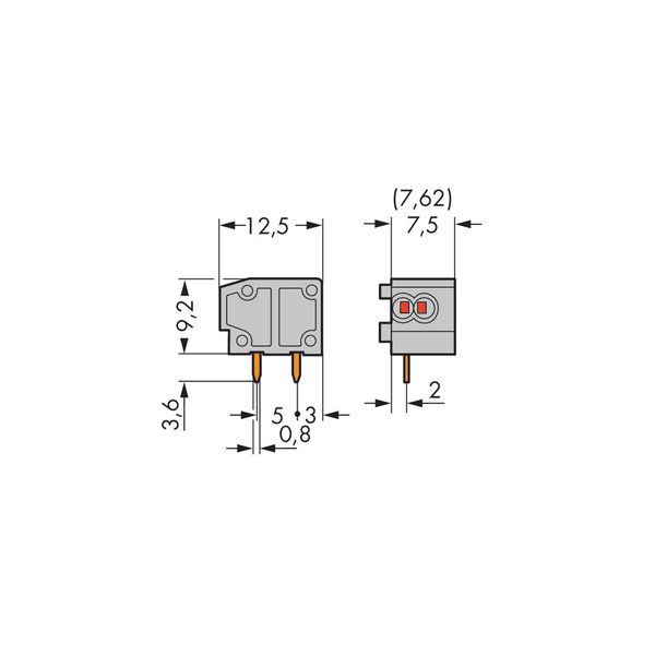 Stackable 2-conductor PCB terminal block 0.75 mm² Pin spacing 7.5/7.62 image 2