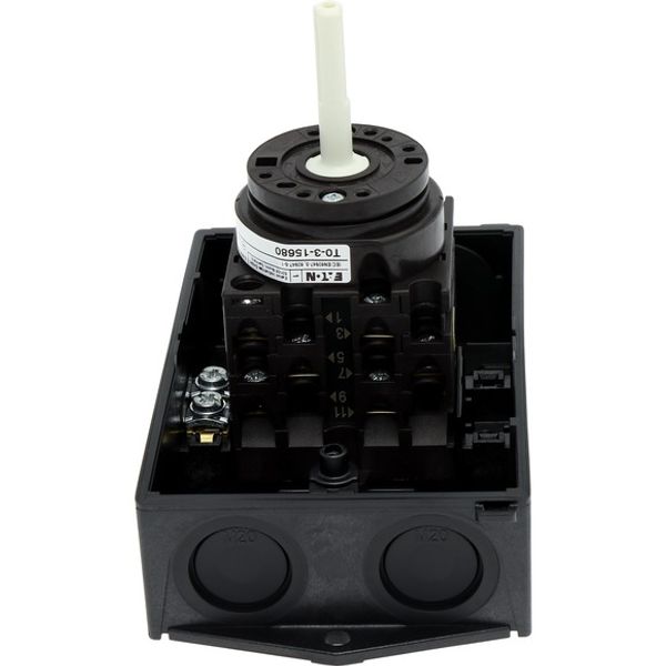 T0-3-15680/I1/SVB-SW Main switch, T0, 20 A, surface mounting, 3 contact unit(s), 3 pole + N, 1 N/O, 1 N/C, STOP function, With black rotary handle and locking ring, Lockab image 3
