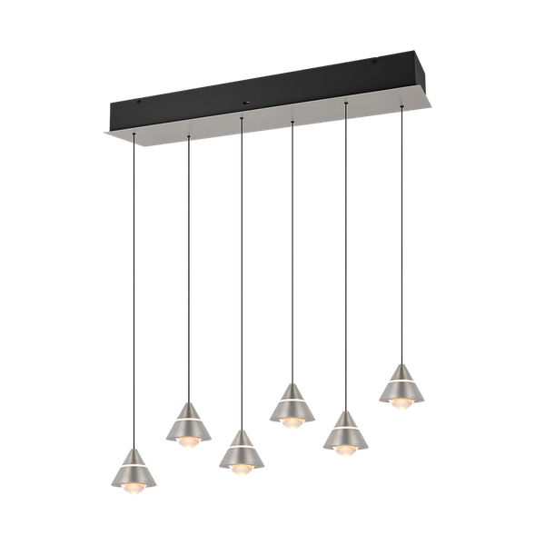 Romeo LED pendant 6-pc brushed steel image 1