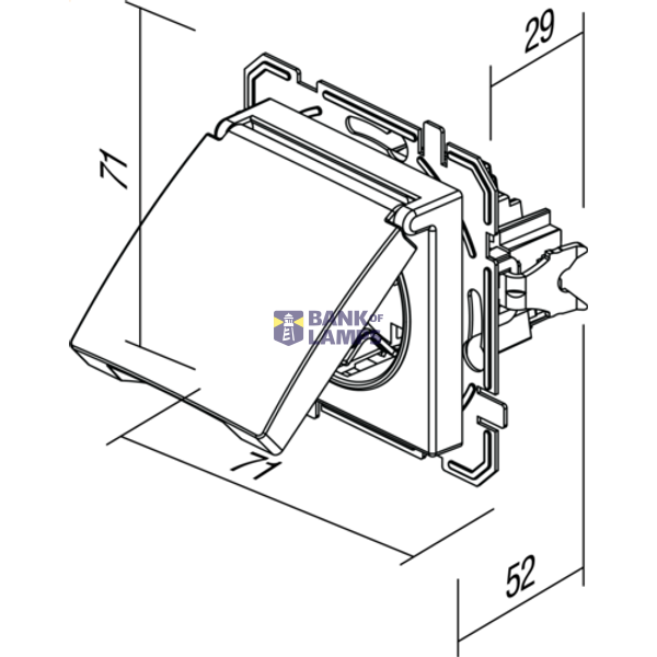 SOCKET SCHUKO+COVER 2P+E 16A 250V~ TT XO 4417013 image 3