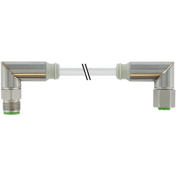 M12 Steel male 90° / M12 Steel female 90° A-cod. PVC 4x0.34 gy  0.6m image 1