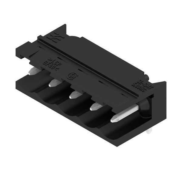 PCB plug-in connector, male header, open side, THT/THR solder connection, 5.00 mm, Number of poles: 5, 90°, Solder pin length (l): 3.2 mm, tinned, black, Box image 2