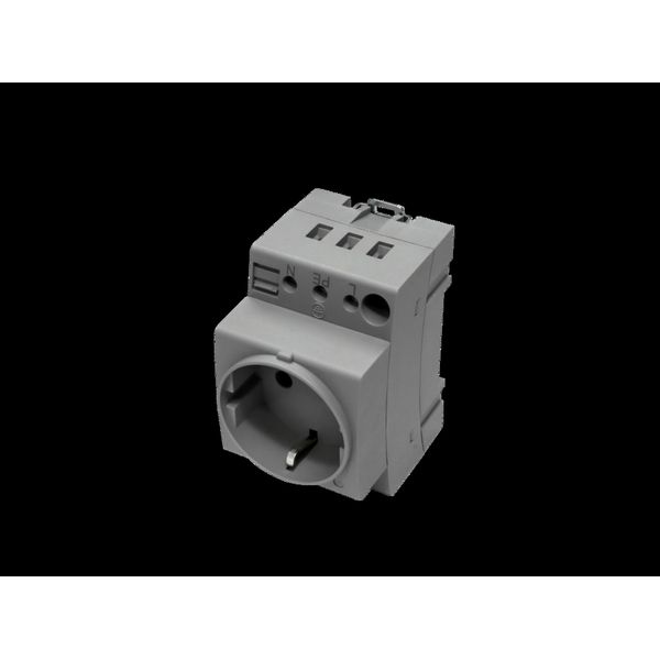 SZ Socket for mounting on support rails, Schuko, CEE 7/4 image 2