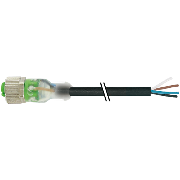 M12 female 0° A-cod. with cable 3LED PVC 4x0.34 bk UL/CSA 25m image 1