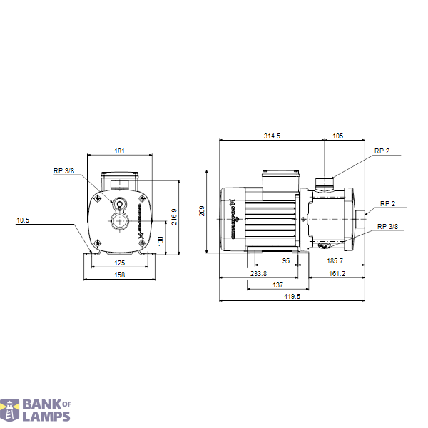 Horizontal multistage pump CM 15-1 A-R-I-E-AQQE F-A-A-N 400Y image 3