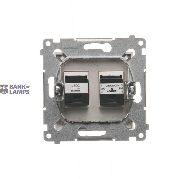 Double socket outlet with eaerthing and shutters - for Nature frames, (module), 16A, 250V, Screw, black matt image 1