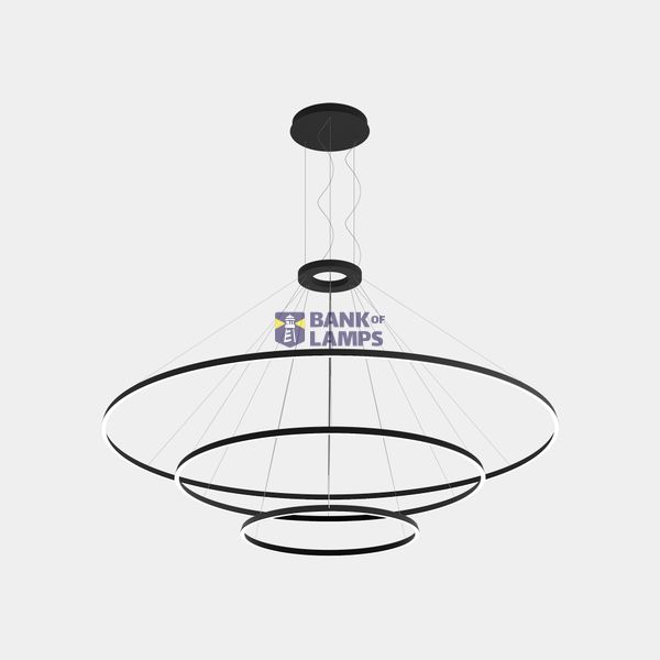 Pendant Circular Downward 3 Rings (ø3000 ø2000 ø1200) LED 326.4W 11836lm 2400K Black image 1