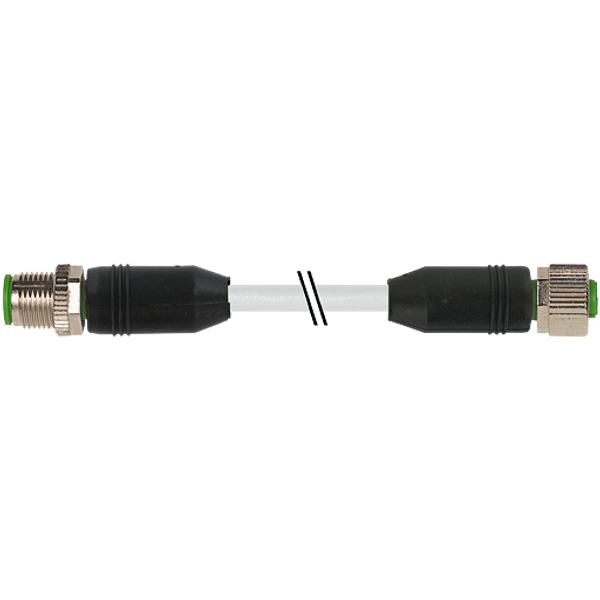 M12 male 0° / M12 female 0° A-cod. PUR 2x1.5 gy UL/CSA+drag ch. 14m image 1