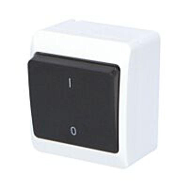 GALATEA Two-pole switch No. 2 10A 230V on plaster IP44 black image 1