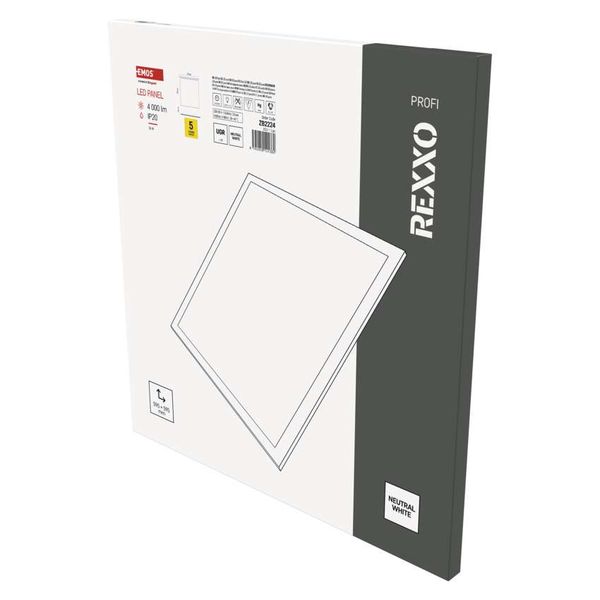 LED panel REXXO backlit 60×60, built-in, white, 36W, neutral white UGR image 1