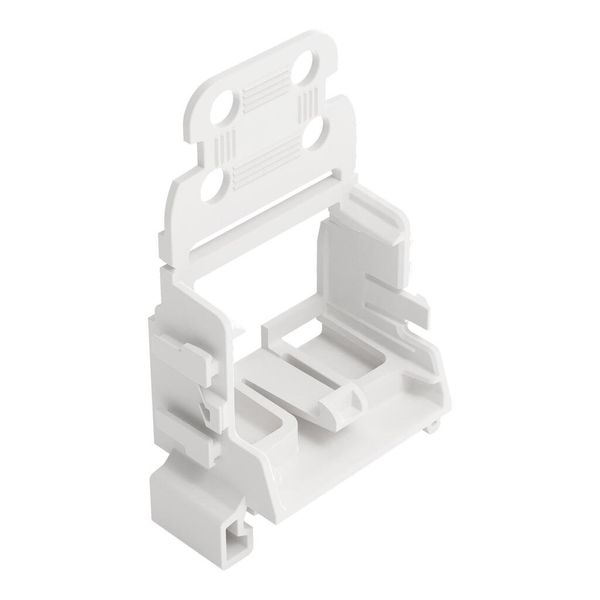 Mounting carrier with strain relief; for 10-wire connectors; 221 Series - 4 mm²; for DIN-35 rail; white image 1