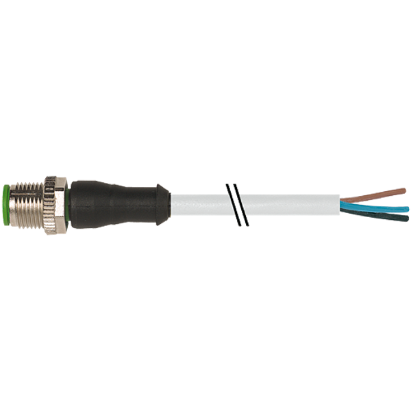 M12 male 0° A-cod. with cable PVC 3x0.75 gy 1.5m image 1