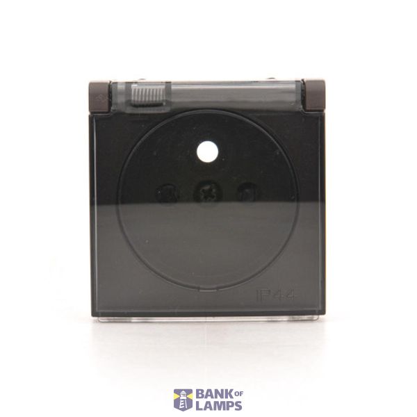 Cover for single socket outlet with earthing IP44 - transparent flap, Bronze matt, metalic image 1