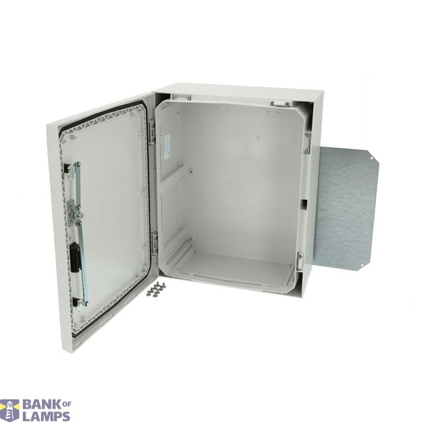 Polycarbonate enclosure, 500x400x210mm, fitted with Mounting plate image 1