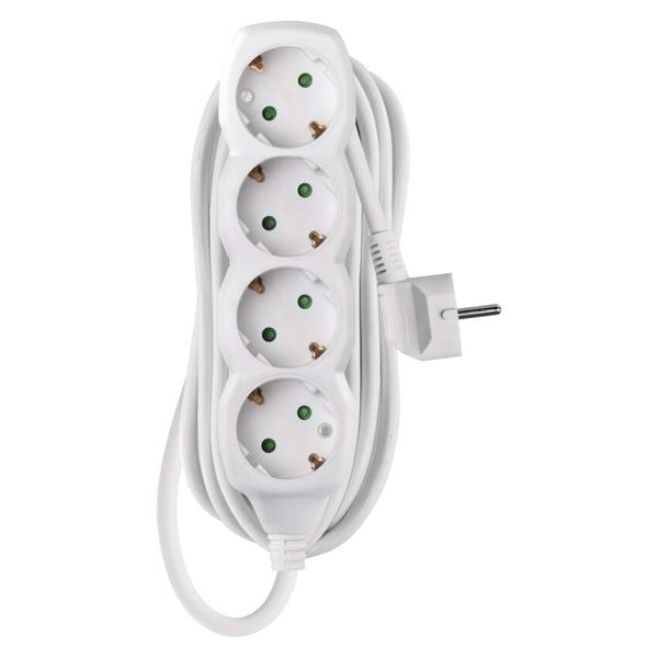 Extension Cord 5 m / 4 sockets / white / PVC / 1.5 mm2 image 1