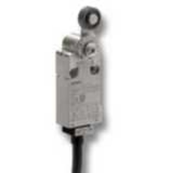 Small Safety Limit Switch, 1NC/1NO slow-action, roller lever, 3 m cabl D4F 0025M image 1