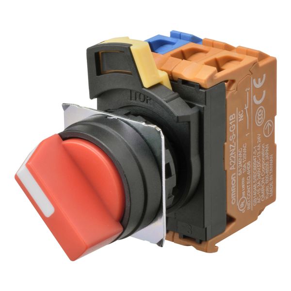 Selector A22NS Ã˜22, 3 position, NON-Lighted, bezel PLASTIC, MANUAL, CO A2230328D image 1
