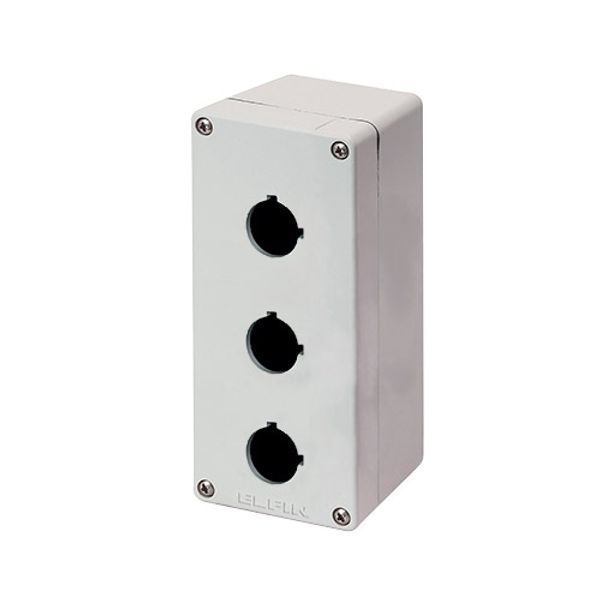 Aluminium push-button enclosure M4 70x155x80, 3 holes Ø 22, without cable entry image 1