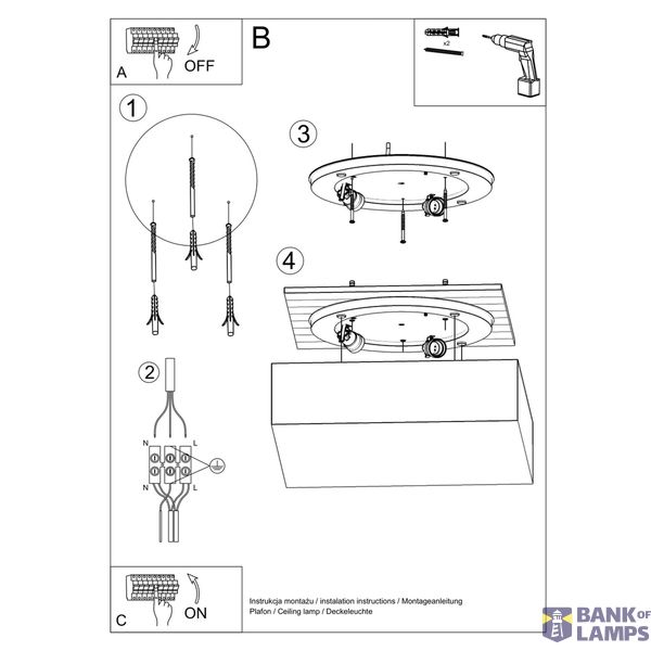 CEILING LAMP HORUS 35 BLACK E27 2X60W IP20 image 7