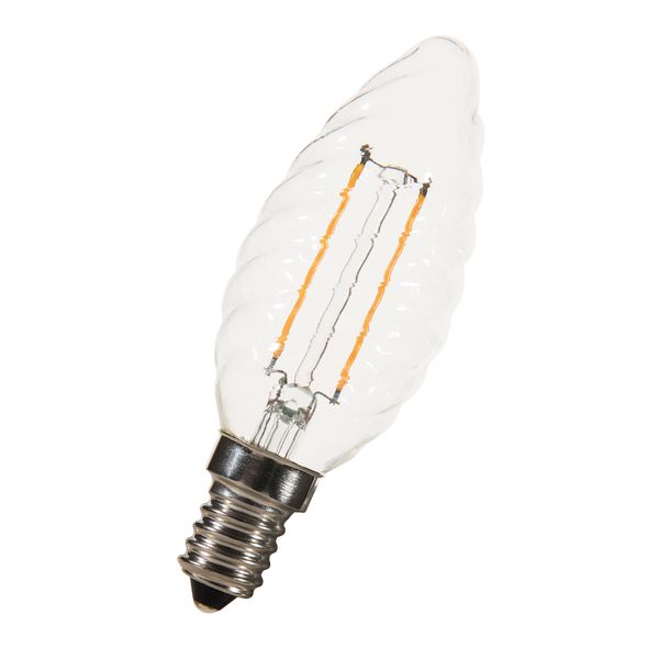 LED Filament C35 Twisted E14 240V 2W 2200K Clear image 1
