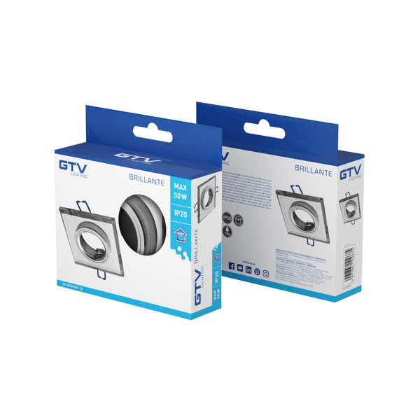 Spot luminaire housing BRILLANTE, IP20, glass, square, white image 2