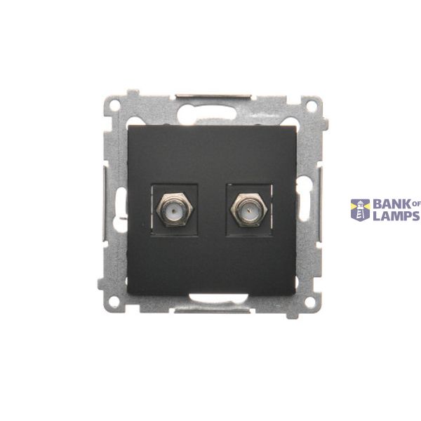 Double aerial socket type "F", black matt image 1