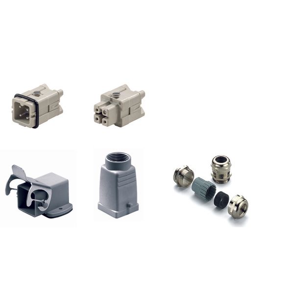 RockStar® HDC kits-Heavy-duty connectors, Kit, HA, Size: 1, Poles: 3, Screw connection, 400 V, 16 A, diecast aluminium, M 20 image 1