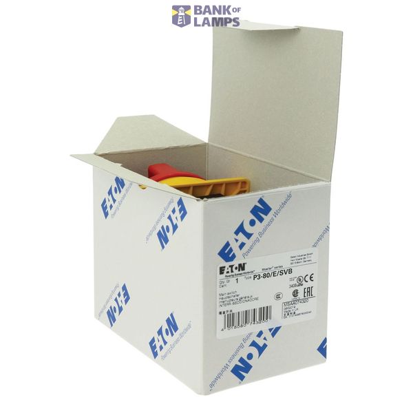 P3 Main switch, 80 A,Flush mounting, 3 pole, Form E, Red, Door couplin image 7
