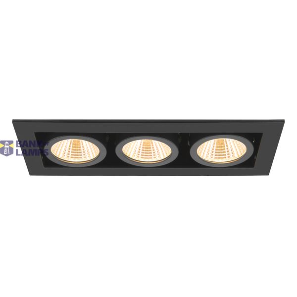 KADUX, recessed ceiling light, triple, 3000K, 38°, IP 20, square, black image 2