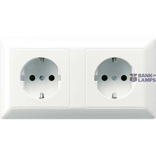 Cable duct SCHUKO® socket, 2-way, 16 A 250 V ~, thermoplastic, AS series, alpine white image 1