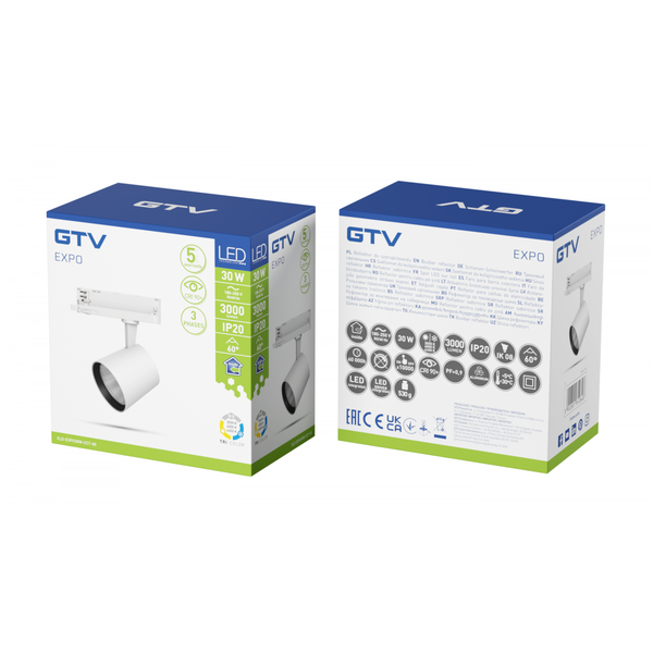 EXPO Track Spotlight, LED, 30W, 3000lm, CCT, AC180-250V, 60°, CRI90+, white image 1