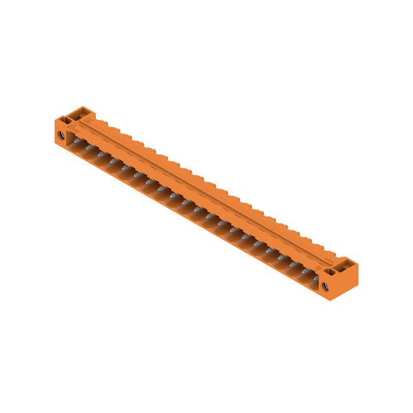 PCB plug-in connector, male header, Flange, THT solder connection, 5.08 mm, Number of poles: 21, 90°, Solder pin length (l): 3.2 mm, tinned, orange, Box image 2