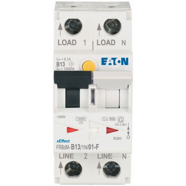 Digital RCD/MCB combination, 13 A, 100 mA, MCB trip characteristic: B, 1p+N, RCD trip characteristic: F image 1
