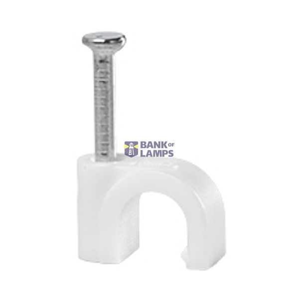 FLOP-6 cable holder with nail, round cable ⌀6mm, white, nail: 2x19mm image 1