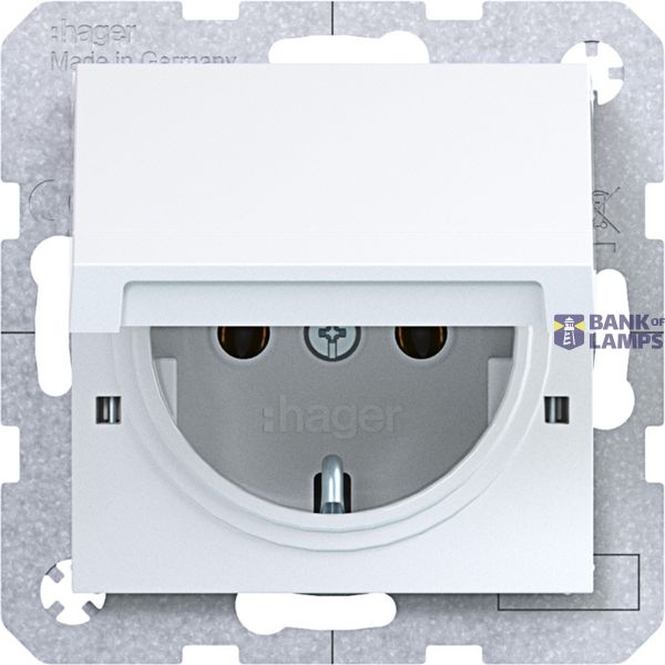 SCHUKO wall socket, locking port, plug-in, A.x/C.x, white glass image 1