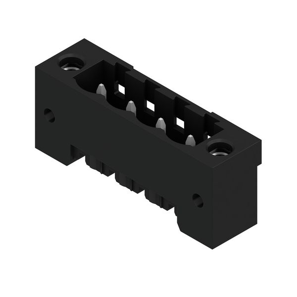 PCB plug-in connector, male header, Flange, THT/THR solder connection, 5.08 mm, Number of poles: 4, 180°, Solder pin length (l): 1.5 mm, tinned, black, Box image 3