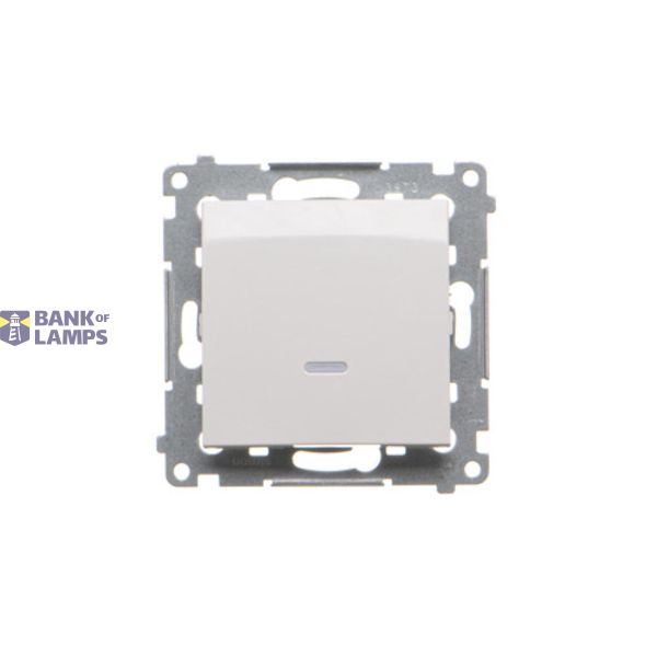 Two-way switch with LED illumination without pictogram, (module), 16AX, Screw, white image 1