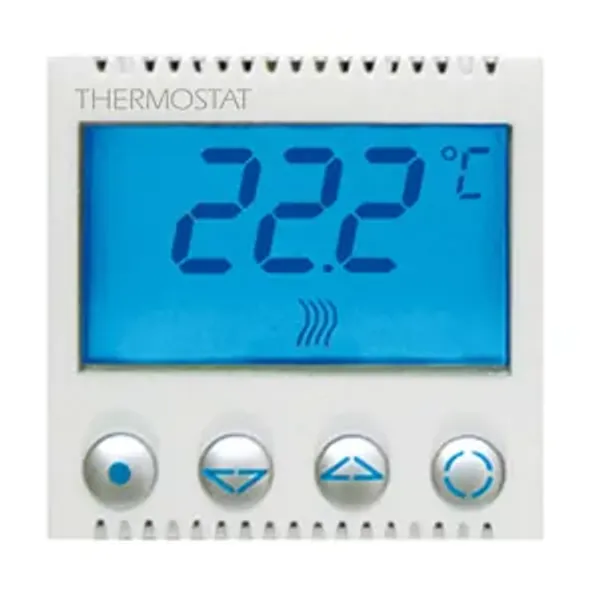 ELECTR.THERMOSTAT WIN/SUMM.DOMUS 2M0D RAL9010 250V-OUTPUT NO+NC 5(2)A-DISPLAY-THERMOREGULATION DEVICE from 0 to 35 degrees Cels. image 1