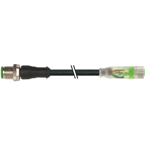 M12 male 0° / M8 female 0° A-cod. LED PUR 3x0.25 bk +robot+drag ch. 6m image 1