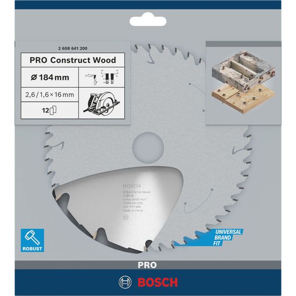 Construct Wood circular saw blade 184 x 16 x 2,6 mm; 12 image 1
